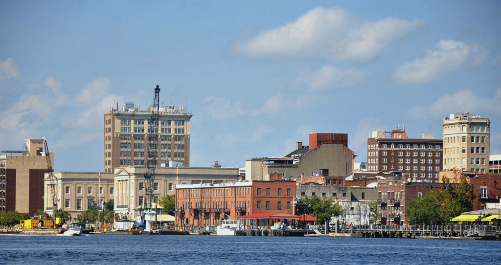 panoramic view of wilmington river front
